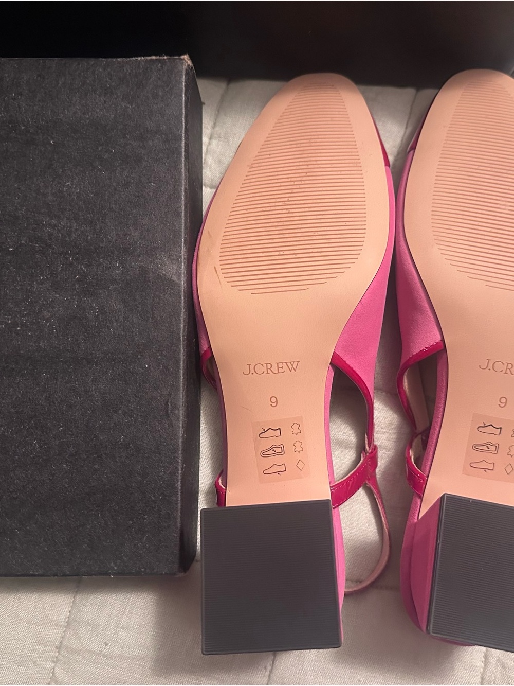 New. J. Crew Pink and Red Block Heel Slingbacks - Picture 7 of 8